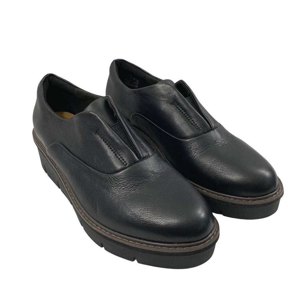 Clarks Airabell Sky Black Leather Slip‎ On Shoes Womens Size 10 Comfort Work